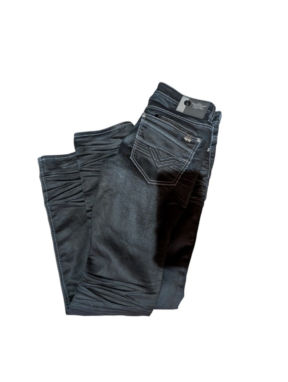 Buffalo Men's Blue Black Sheen Jeans with Contrast Stitching